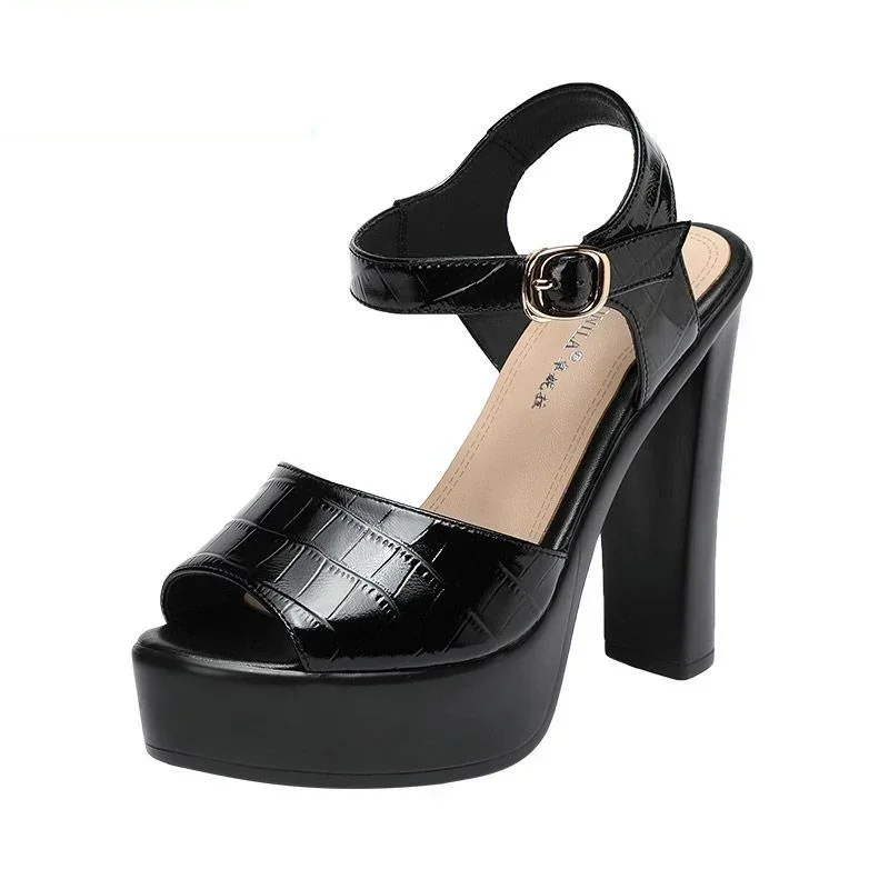 Summer Clothing Sale - 10cm 13cm Fashion Genuine Leather Sandals