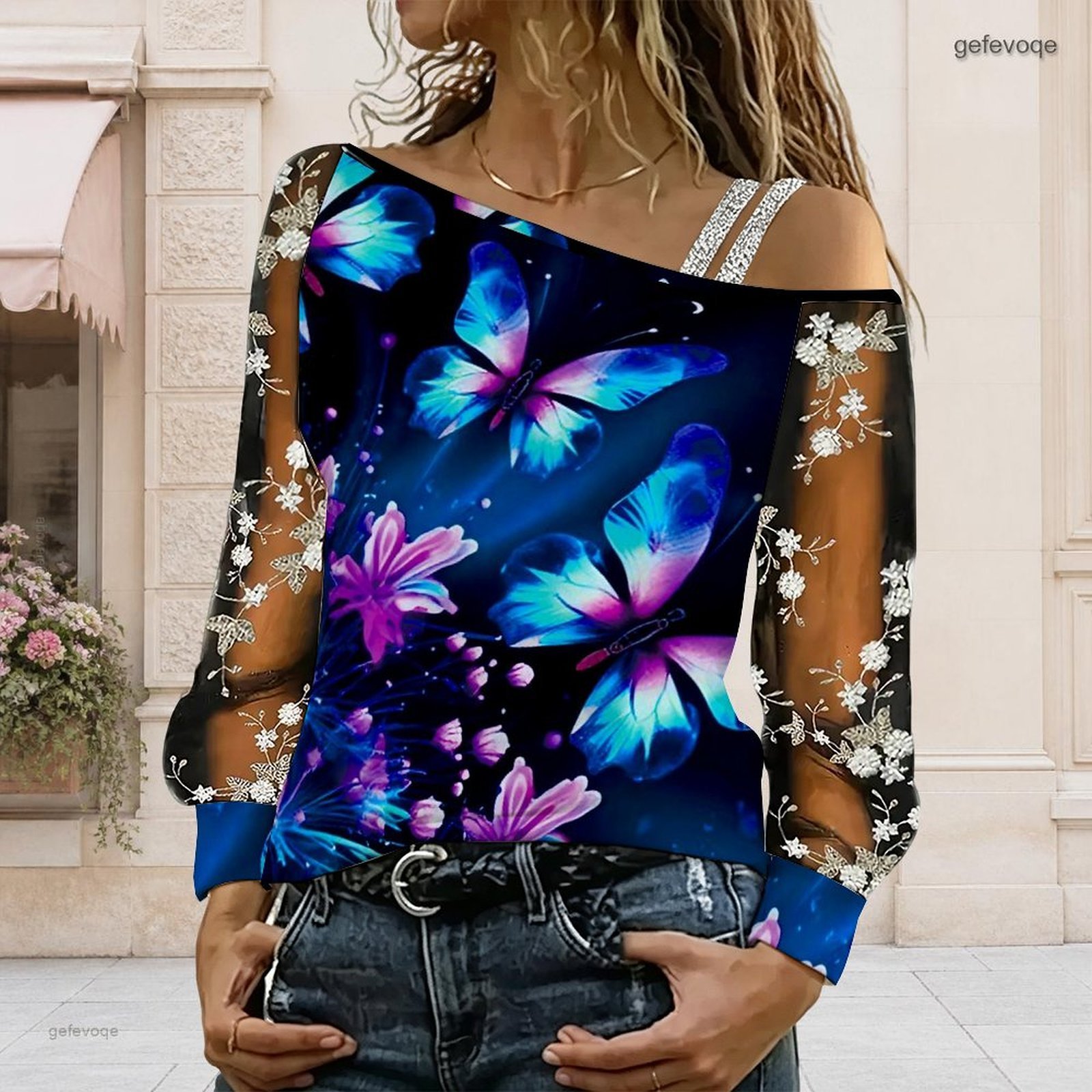 Off Shoulder Blouse - Women Off Shoulder Blouse Asymmetric One