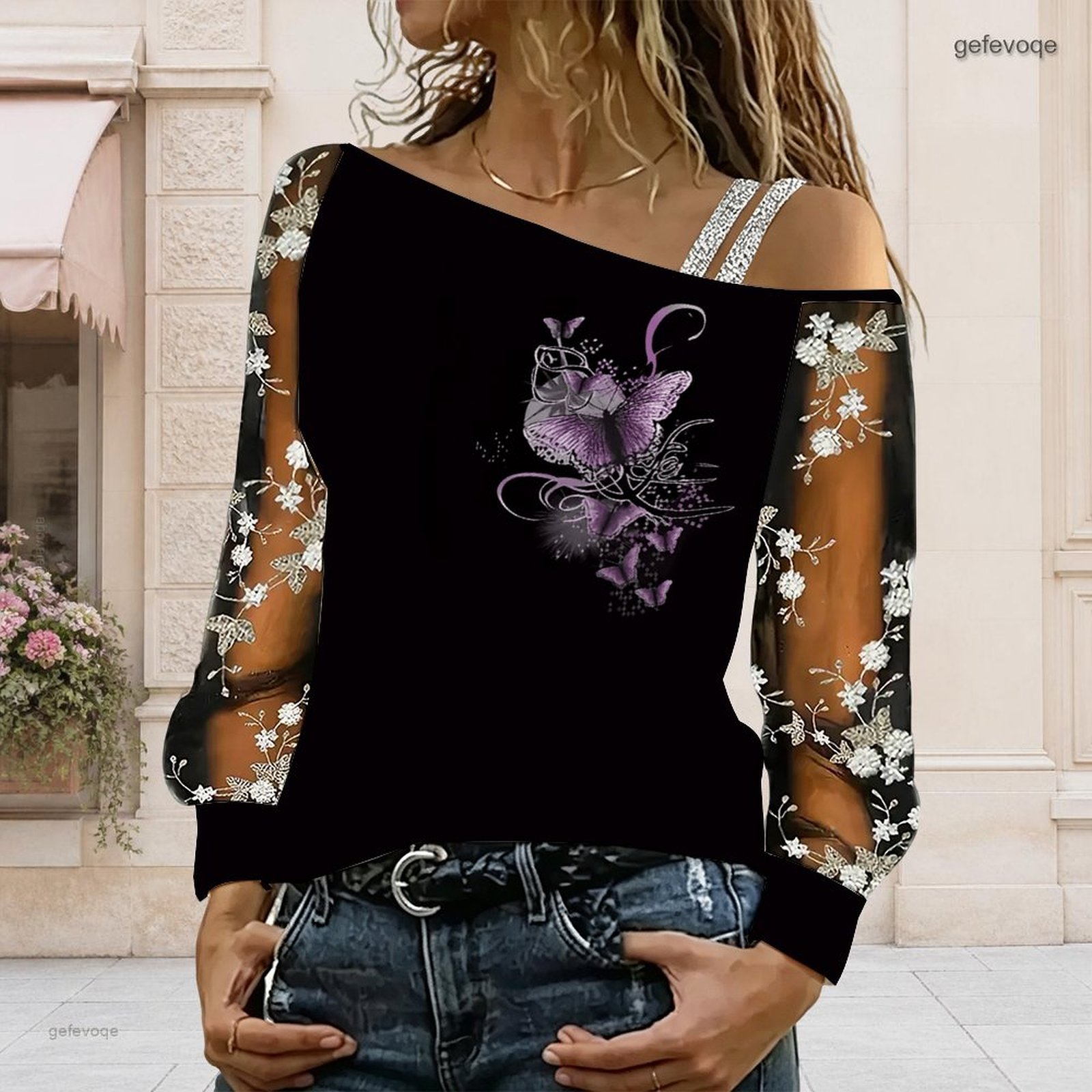 Off Shoulder Blouse - Women Off Shoulder Blouse Asymmetric One