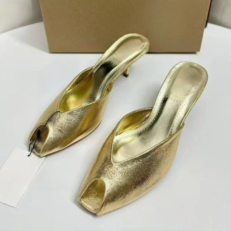 Summer Clothing Sale - Women's Pumps Designer Gold Women Mules