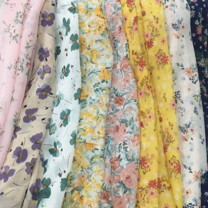 2/3m Floral Print Chiffon Fabr - Summer Clothing Material recension och pris