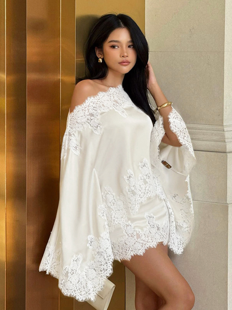 Elegant Lace Patchwork Women's - Off Shoulder Blouse recension och pris