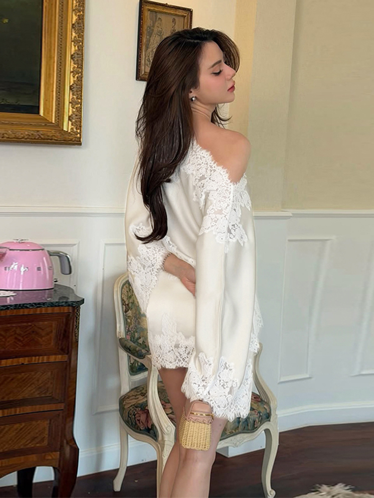 Elegant Lace Patchwork Women's - Off Shoulder Blouse recension och pris