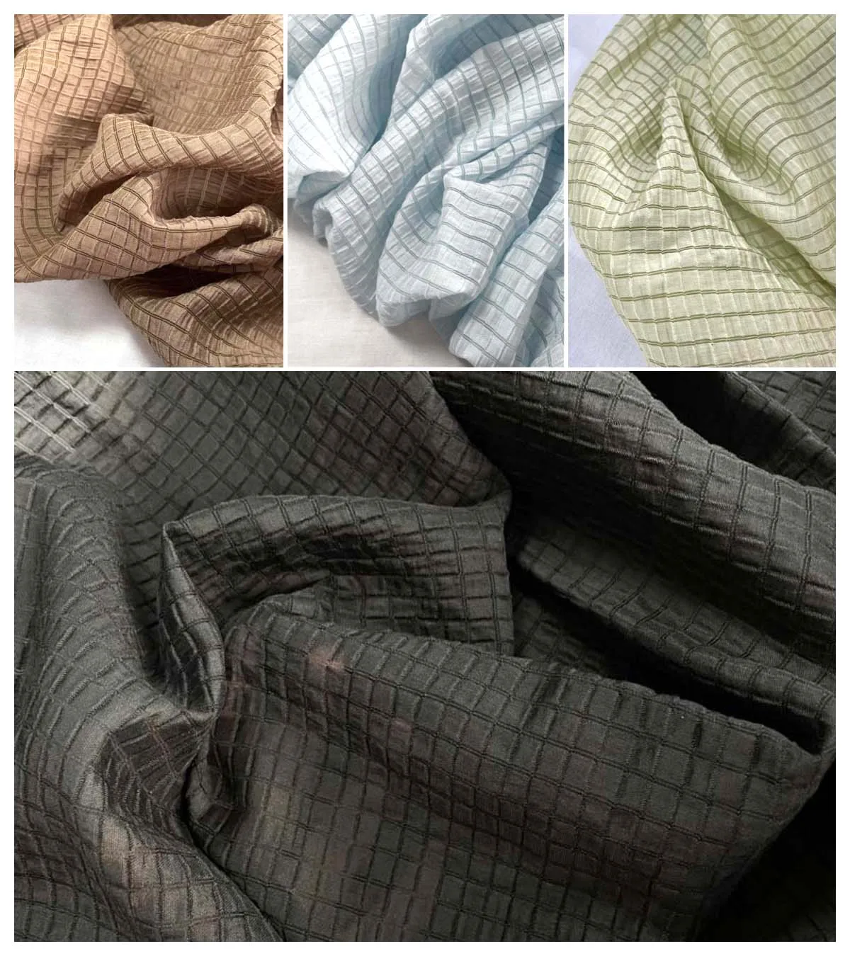 Cream Yellow Checkered Fabric  - Summer Clothing Material recension och pris