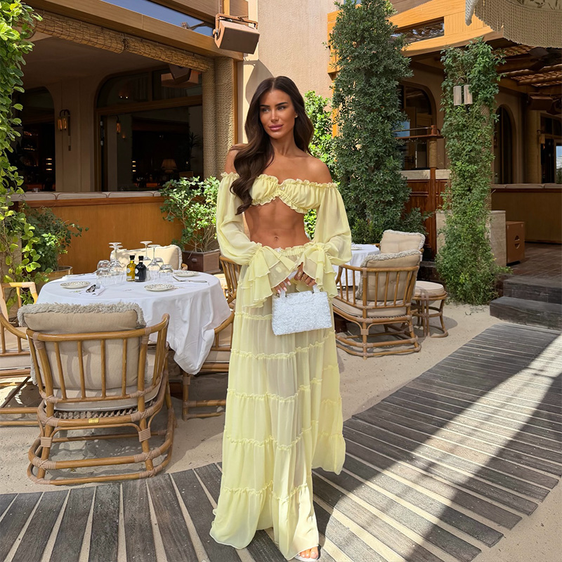 Vacation Chic Yellow Maxi Skir - Off Shoulder Blouse recension och pris