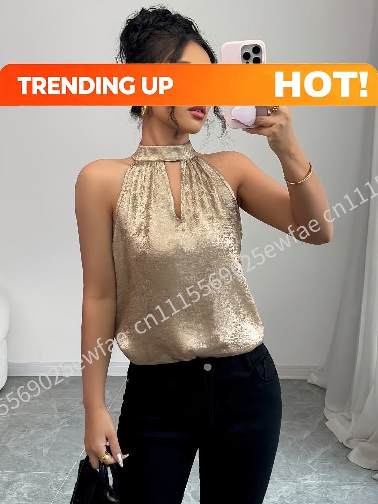Champagne Golden Shiny Glossy  - Off Shoulder Blouse recension och pris