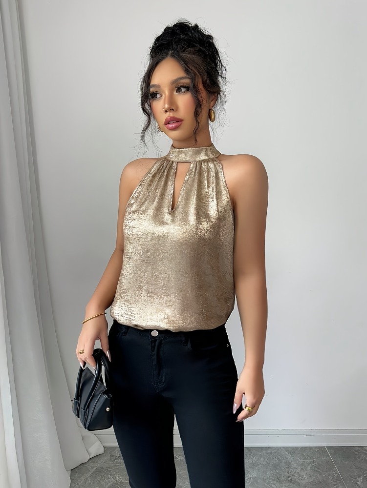 Champagne Golden Shiny Glossy  - Off Shoulder Blouse recension och pris