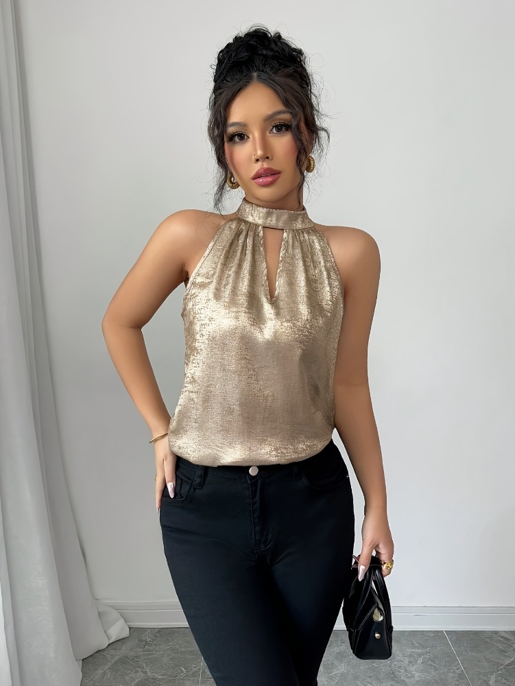 Champagne Golden Shiny Glossy  - Off Shoulder Blouse recension och pris