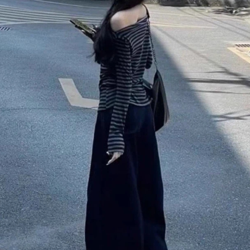 Women Vintage Striped Off Shou - Off Shoulder Blouse recension och pris