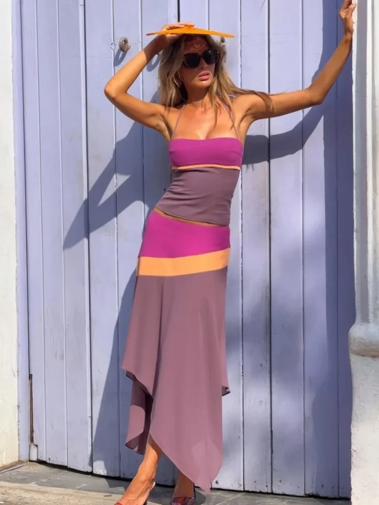 Trendy Color Block Two Piece S - Summer Vacation Clothing Women recension och pris