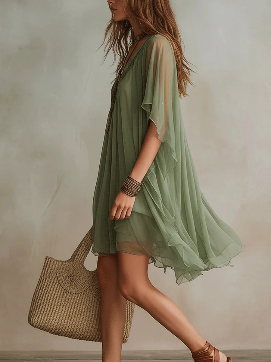 Summer New Women's V-Neck Chif - Summer Vacation Clothing Women recension och pris