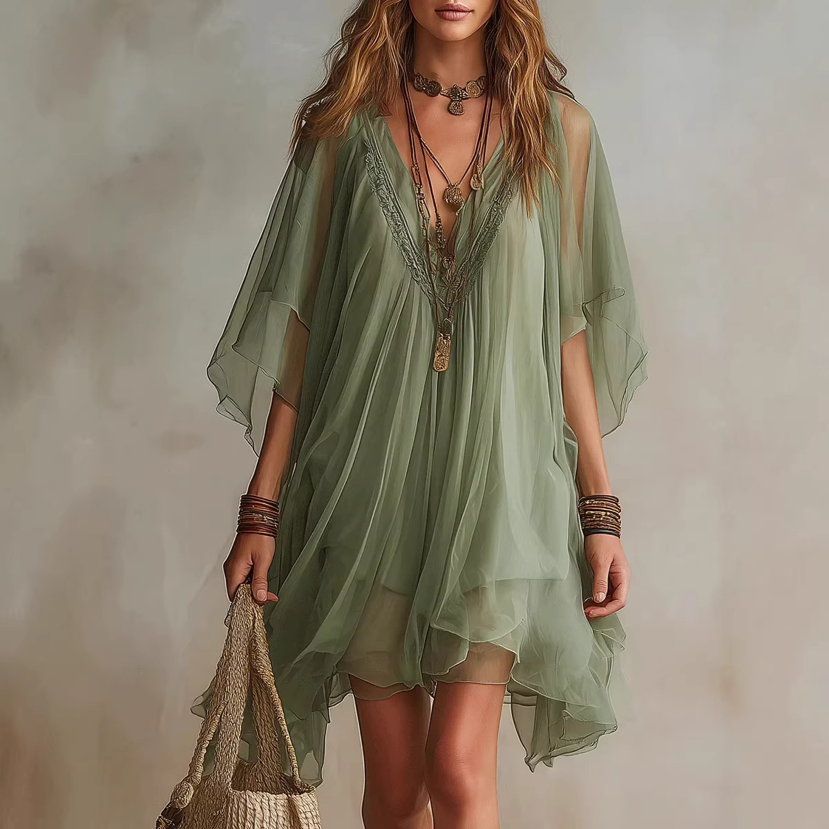 Summer New Women's V-Neck Chif - Summer Vacation Clothing Women recension och pris