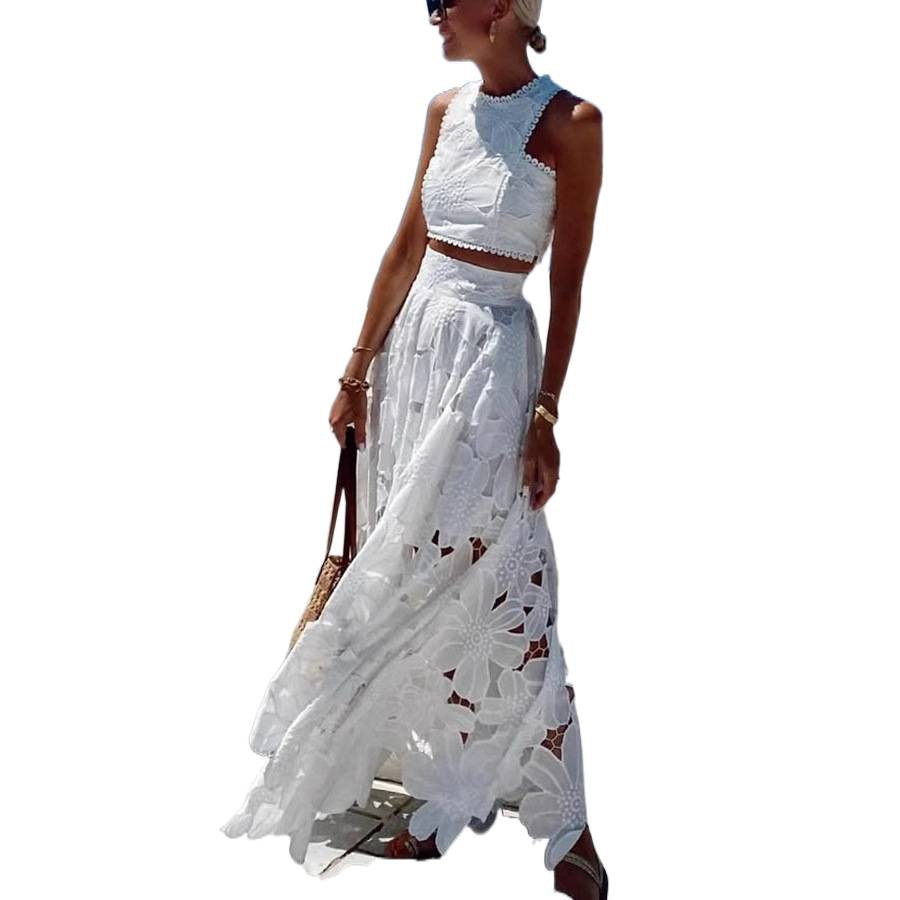 Women's White Floral Lace Embr - Summer Vacation Clothing Women recension och pris